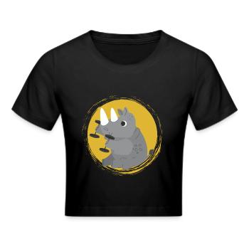 T-shirt images de corps de rhinocéros - Crop top - noir - Devant - Marisol (170cm)
