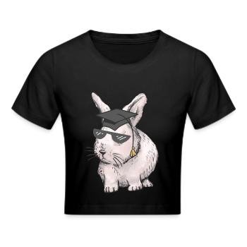 Scholar Rabbit Teacher Professions Studies Abi Graduation - Cropped T-Shirt - black - Front - Marisol (170cm)