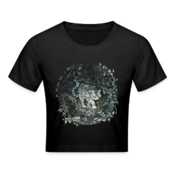 Ivypool Efeusee Graue Katze Pflanzen Wald schön - Frauen Cropped T-Shirt - Schwarz - Vorne - Marisol (170cm)