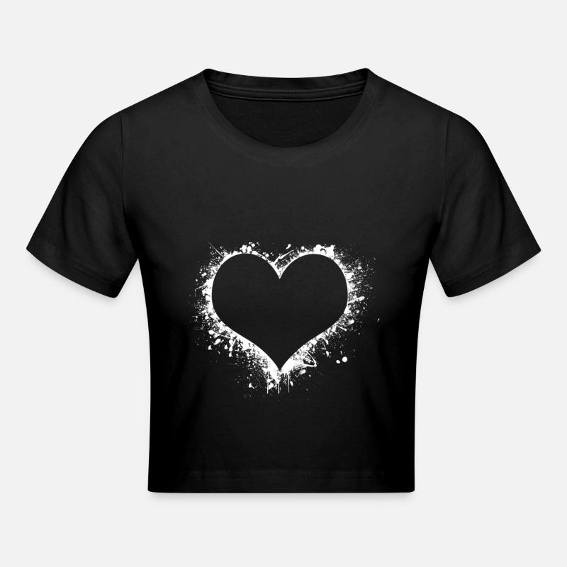 Coeur blanc - Crop top - noir