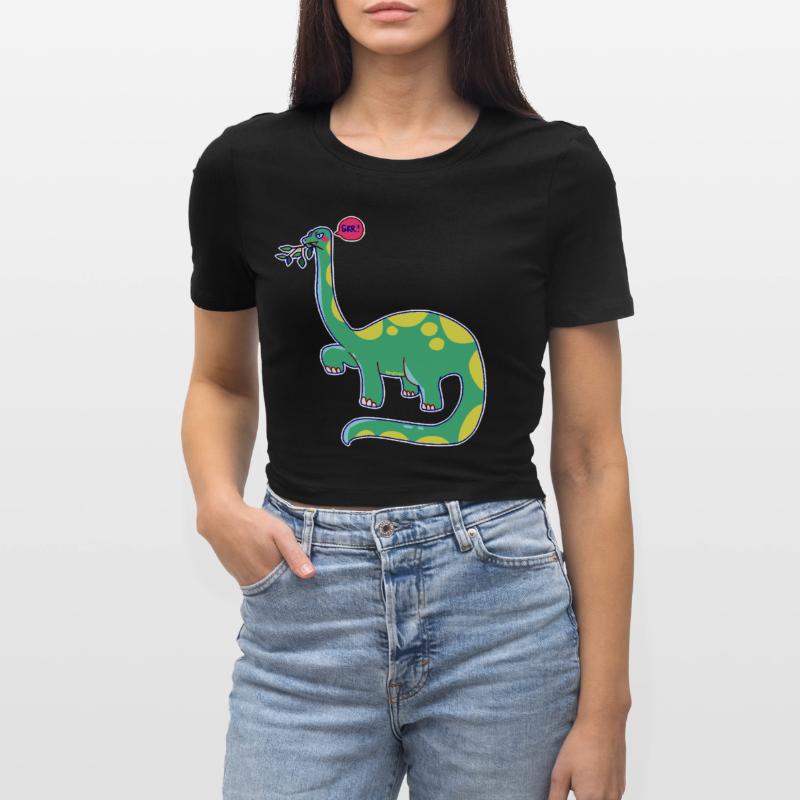 Dinosaurier hat schlechte Laune Frauen Cropped T-Shirt