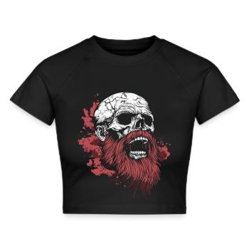 Crâne barbu – Viking Rage Art - Crop top - noir - Devant - Marisol (170cm)