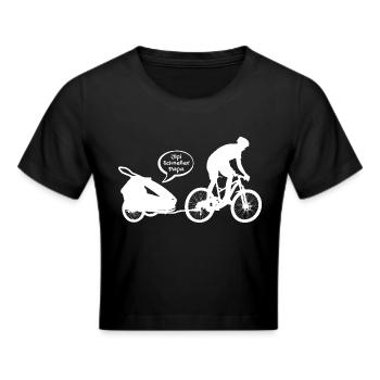MTB Papa mit Fahrradanhänger Vatertag - Frauen Cropped T-Shirt - Schwarz - Vorne - Marisol (170cm)