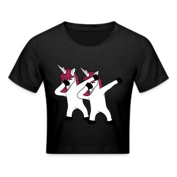 2 freunde team paar crew party feiern club dabbing - Frauen Cropped T-Shirt - Schwarz - Vorne - Marisol (170cm)