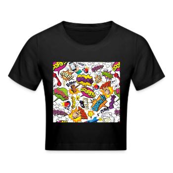 Comic cartoon - Cropped T-Shirt - black - Front - Marisol (170cm)