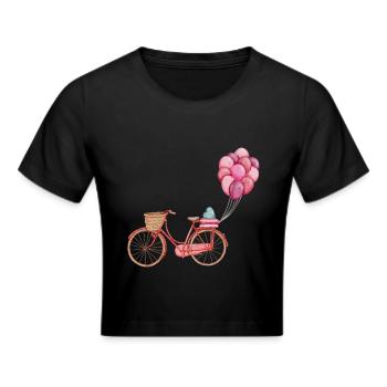 Love - Frauen Cropped T-Shirt - Schwarz - Vorne - Marisol (170cm)
