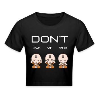 Don't hear see speak boy - Cropped T-Shirt - black - Front - Marisol (170cm)