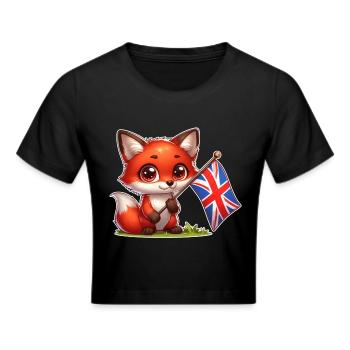 Renard mignon avec le drapeau du Royaume-Uni - Crop top - noir - Devant - Marisol (170cm)