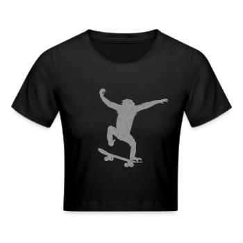 Monkey Skateboard - Frauen Cropped T-Shirt - Schwarz - Vorne - Marisol (170cm)