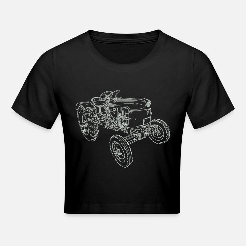 Oldtimer Traktor - Frauen Cropped T-Shirt - Schwarz