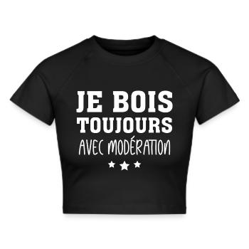 Je Bois Toujours Avec Modération - Crop top - noir - Devant - Marisol (170cm)