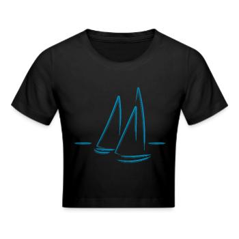 Segeln Segelschiff Coole Kunst Zeichnung - Frauen Cropped T-Shirt - Schwarz - Vorne - Marisol (170cm)