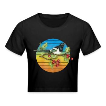 Bunter Vogel - Frauen Cropped T-Shirt - Schwarz - Vorne - Marisol (170cm)