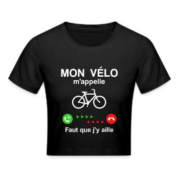 MON VÉLO M'APPELLE FAUT QUE J'Y AILLE - Crop top - noir - Devant - Marisol (170cm)