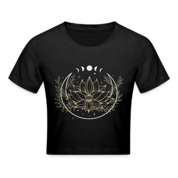 Mond Blume Lotus - Frauen Cropped T-Shirt - Schwarz - Vorne - Marisol (170cm)
