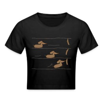 Dackel und Würstchen - Frauen Cropped T-Shirt - Schwarz - Vorne - Marisol (170cm)