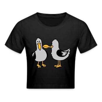 Freunde 2 lustige Möwen - Frauen Cropped T-Shirt - Schwarz - Vorne - Marisol (170cm)