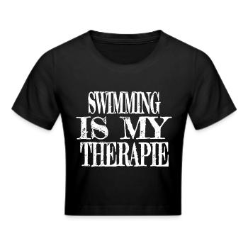 fun water cycling best funny swimming - Cropped T-Shirt - black - Front - Marisol (170cm)