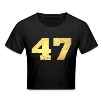 Number 47 Gold Glitter - 47th Anniversary - Cropped T-Shirt - black - Front - Marisol (170cm)