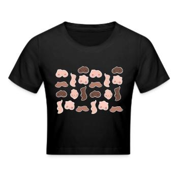 Brüste Nippel Busen Junggesellinnen Geschenk JGA - Frauen Cropped T-Shirt - Schwarz - Vorne - Marisol (170cm)
