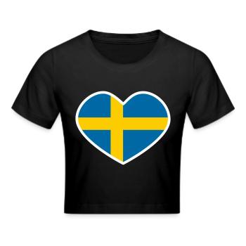 Schwedisches Herz - Frauen Cropped T-Shirt - Schwarz - Vorne - Marisol (170cm)