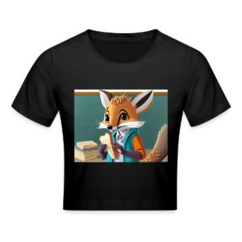 mignon petit renard démoniaque vie quotidienne – déjeuner - Crop top - noir - Devant - Marisol (170cm)