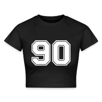 90 - Frauen Cropped T-Shirt - Schwarz - Vorne - Marisol (170cm)