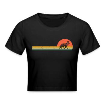 Retro Fuchs Vintage Füchse Rotfuchs - Frauen Cropped T-Shirt - Schwarz - Vorne - Marisol (170cm)