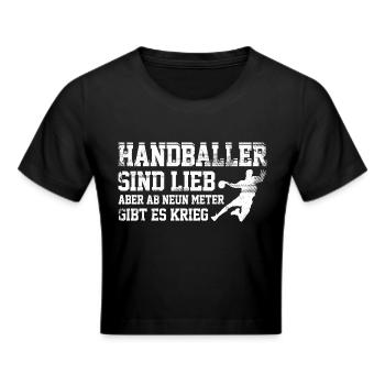 Handballer sind lieb - Frauen Cropped T-Shirt - Schwarz - Vorne - Marisol (170cm)