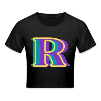 Multicolored letter r - Cropped T-Shirt - black - Front - Marisol (170cm)