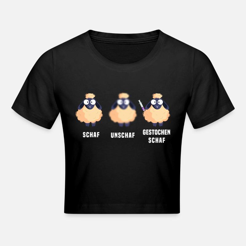 Schaf Unschaf Gestochen Schaf - Frauen Cropped T-Shirt - Schwarz
