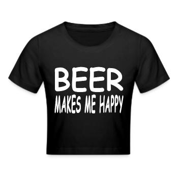 Bier - Frauen Cropped T-Shirt - Schwarz - Vorne - Marisol (170cm)