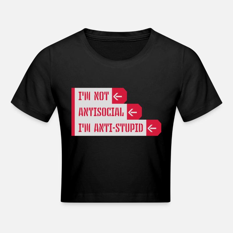 pas antisocial anti-stupide - Crop top - noir