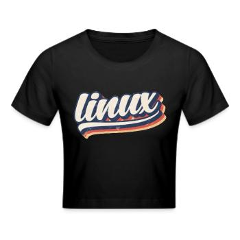 Linux | retro vintage logo - Cropped T-Shirt - black - Front - Marisol (170cm)