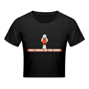 goose on the loose - Frauen Cropped T-Shirt - Schwarz - Vorne - Marisol (170cm)