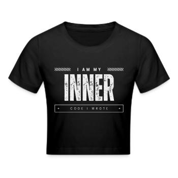 REMEMBER WHO YOU ARE - Frauen Cropped T-Shirt - Schwarz - Vorne - Marisol (170cm)