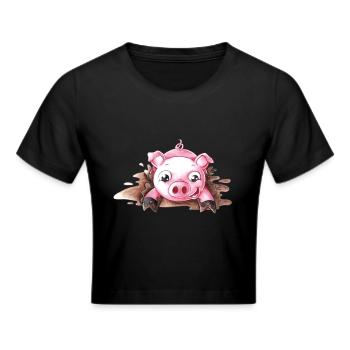 Éclabousser le cochon dessin animé - Crop top - noir - Devant - Marisol (170cm)