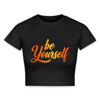 be yourself - Cropped T-Shirt - black - Front - Marisol (170cm)