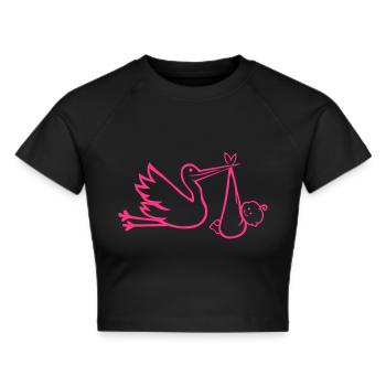 Stork baby birth 212 - Cropped T-Shirt - black - Front - Marisol (170cm)