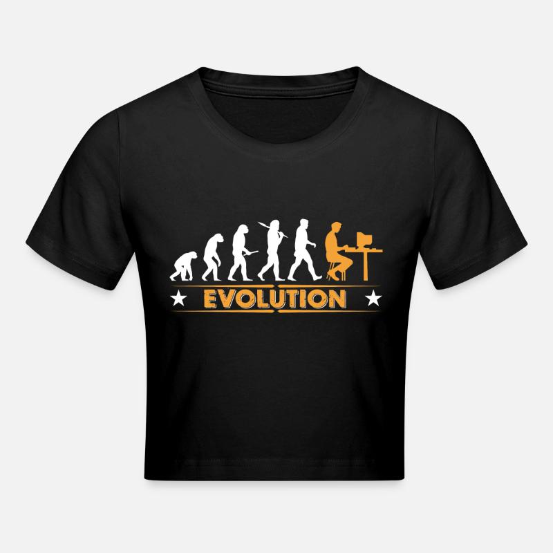 Computer Nerd Evolution - orange/weiss - Cropped T-Shirt - black