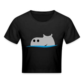Nilpferd - Frauen Cropped T-Shirt - Schwarz - Vorne - Marisol (170cm)