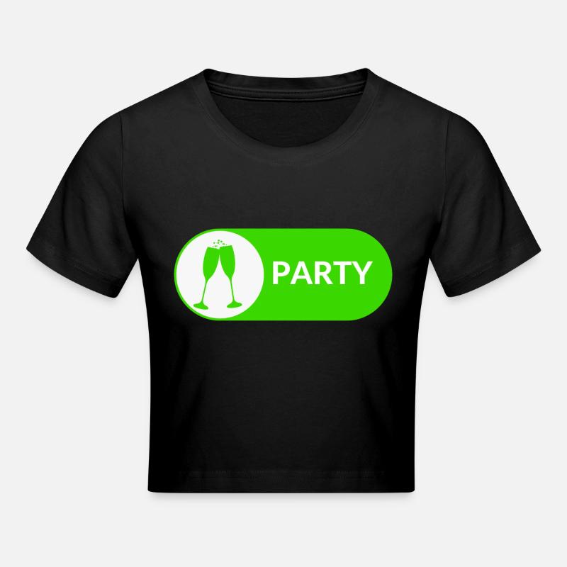 Party Button - Cropped T-Shirt - black