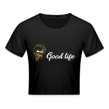 Good life in White - Frauen Cropped T-Shirt - Schwarz - Vorne - Marisol (170cm)