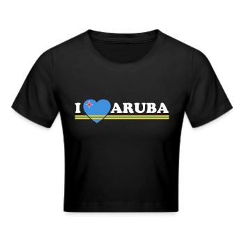 I love Aruba - Dutch Caribbean - Oranjestad - Frauen Cropped T-Shirt - Schwarz - Vorne - Marisol (170cm)