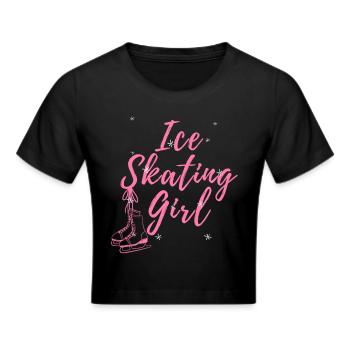 Schlittschuhlaufen, Schlittschuhlaufen - Frauen Cropped T-Shirt - Schwarz - Vorne - Marisol (170cm)