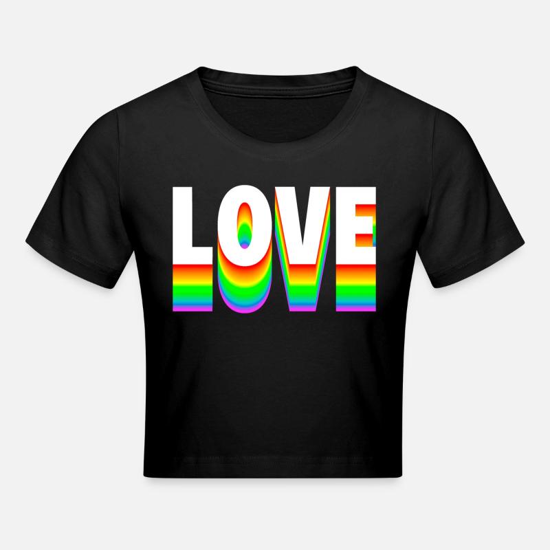 Love Text Arc-en-ciel - Crop top - noir