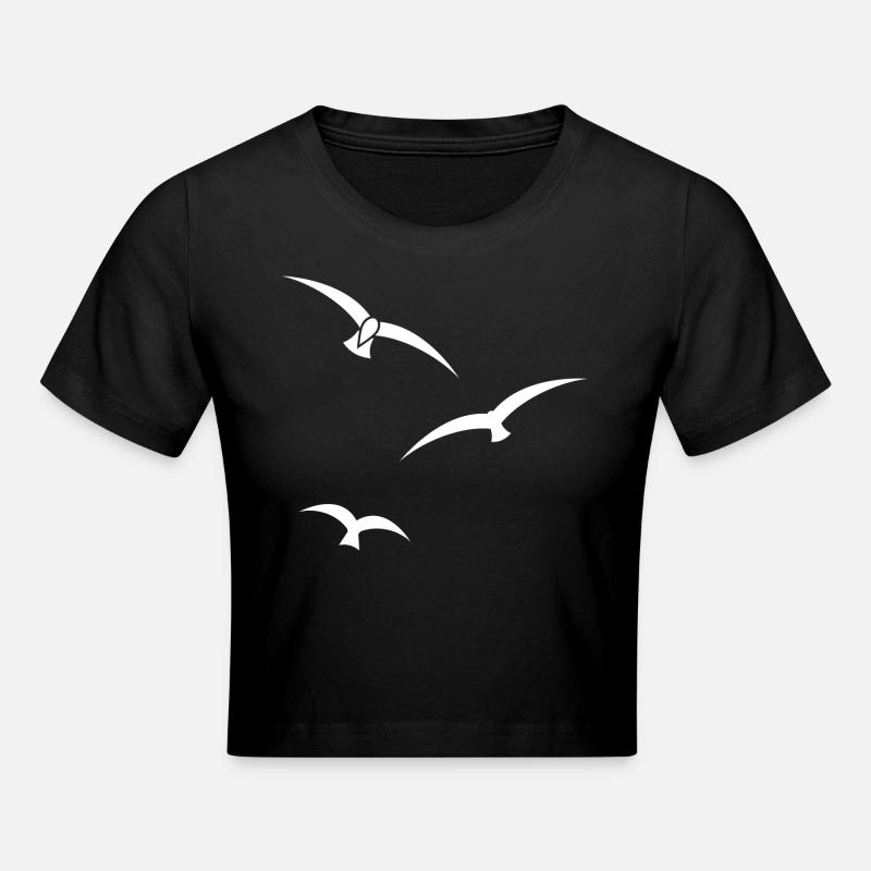 Three Birds Silhouette - Cropped T-Shirt - black