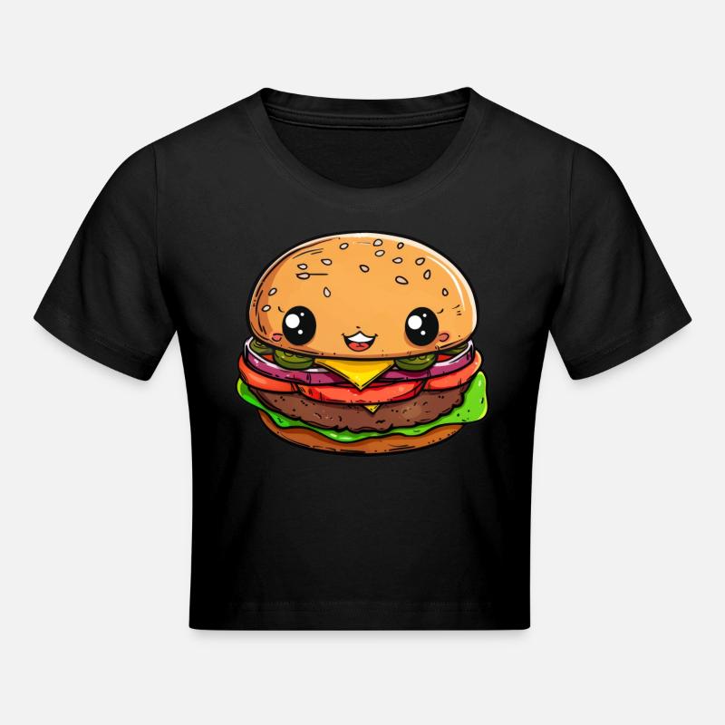 Bande dessinée Burger drôle - Crop top - noir