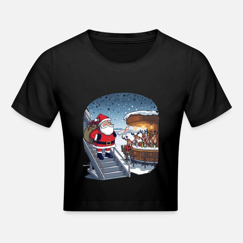 Reindeer out - Cropped T-Shirt - black