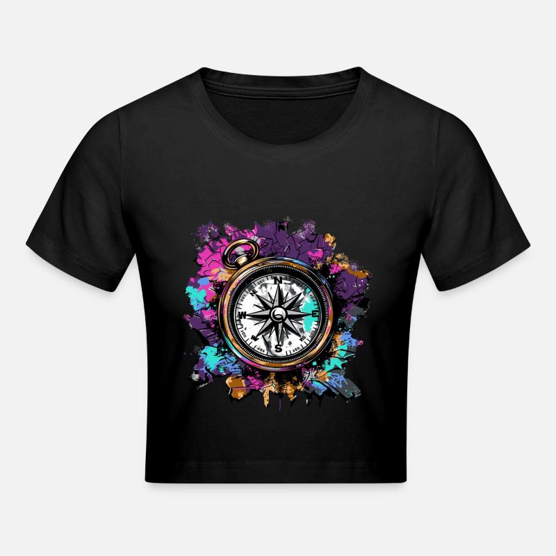 Sailing a compass for the captain - Cropped T-Shirt - black